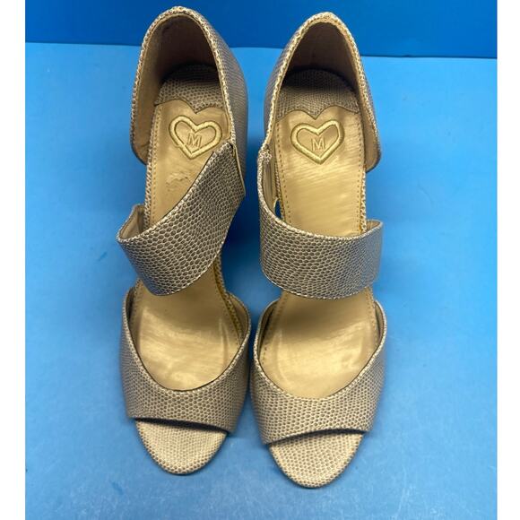 Madeline Grey Snake Skin Peep Toe Pumps Womens SZ 7.5 M Lizard - Picture 12 of 12